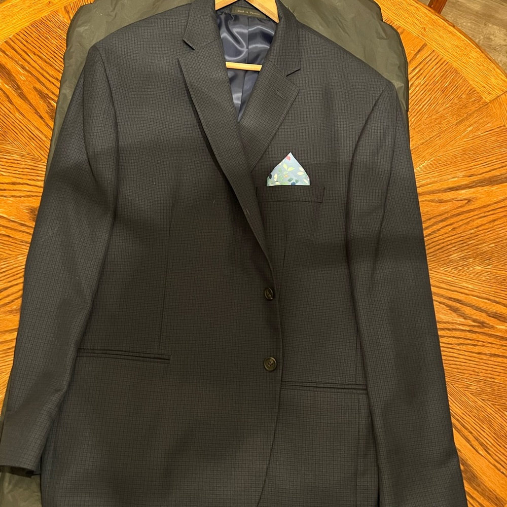 Navy with black tweed pattern chaps blazer with navy pants size44 and shirt